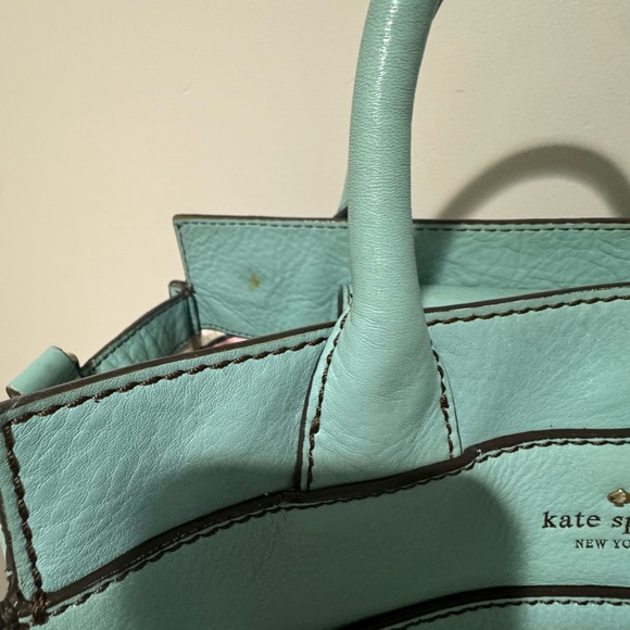 Kate Spade Tiffany Blue Leather Purse Handbag Satchel Work Tote - Picture 6 of 9